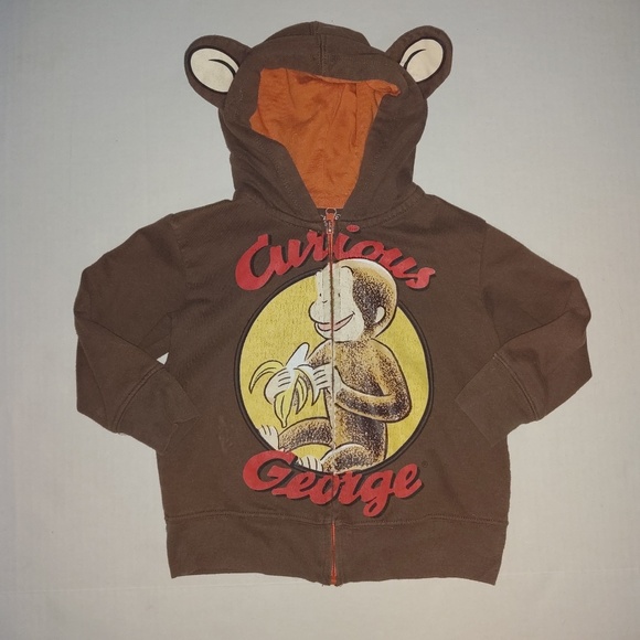 CURIOUS GEORGE BROWN HOODIE JACKET 18-24 MONTHS BOYS GIRLS